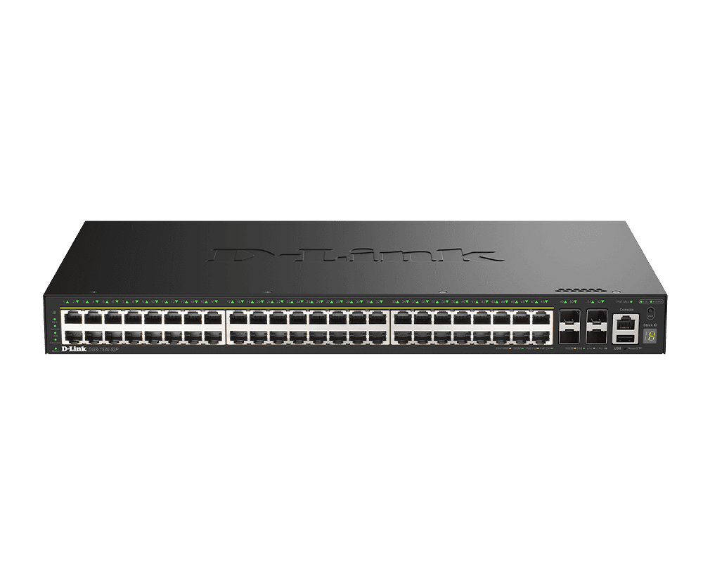 D-Link DGS-1530-52P E 48 Ports GE PoE(30W) + 4 Ports 10G SFP+ Smart Managed Switch, 370W
