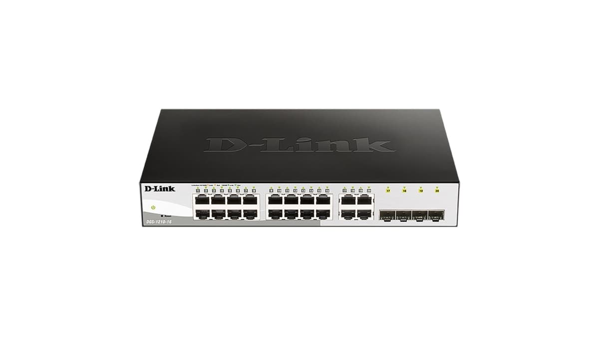 D-Link DGS-1210-16, 16-port 10 100 1000 Gigabit Smart Switch including 4 Combo 1000BaseT SFP