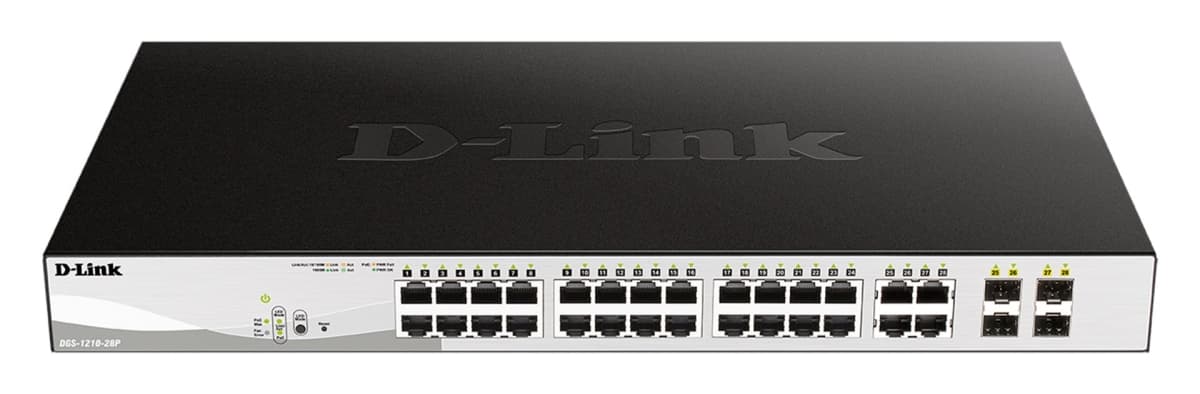 D-Link DGS-1210-28P L2 L3 Smart+ PoE switch, 24x PoE 10 100 1000 Base-T, 4x 1000Base-T SFP, 193W