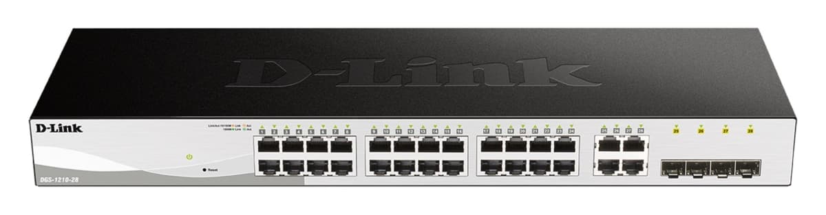D-Link DGS-1210-28 L2 L3 Smart+ switch, 24x GbE, 4x RJ45 SFP, fanless