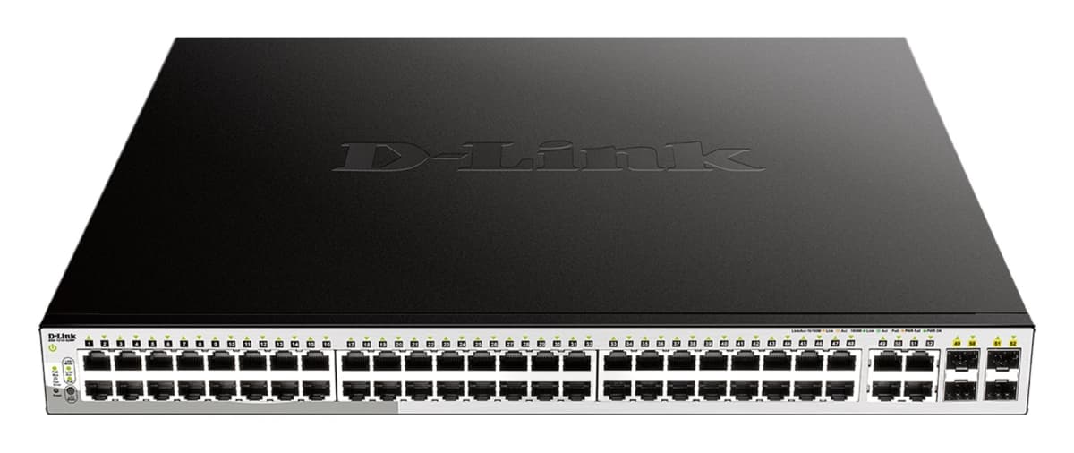 D-Link DGS-1210-52MP L2 L3 Smart+ PoE switch, 48x GbE PoE+, 4x RJ45 SFP, PoE 370W