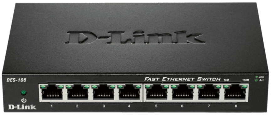 D-Link DES-108 kovový 8-port 10 100 Desktop Switch