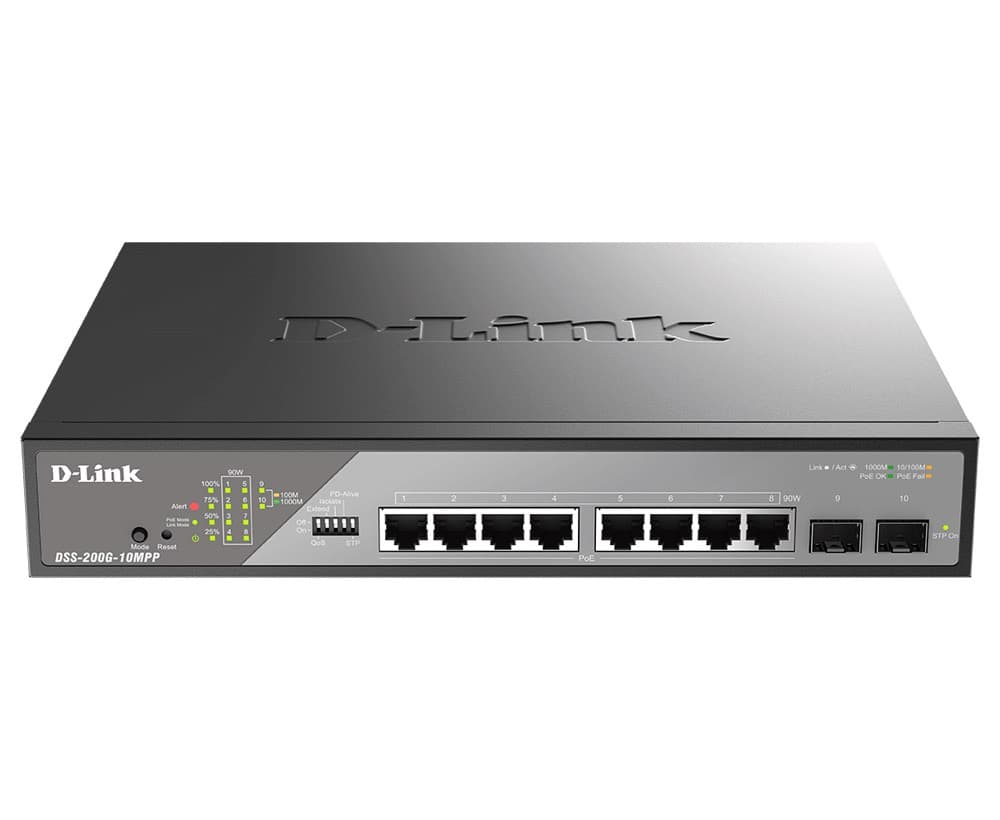 D-Link DSS-200G-10MPP E 10-Port Gigabit Ethernet PoE++ Surveillance Switch