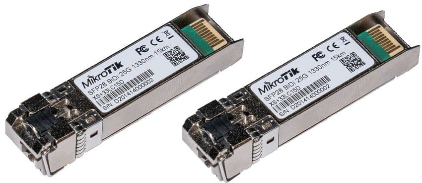 MikroTik XS+2733LC15D, SM, 15km, 1 10 25G, 1270nm + 1330nm, pár modulů