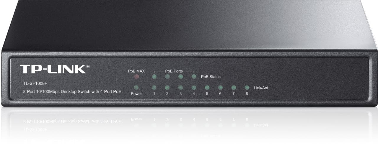 TP-Link TL-SF1008P 8x10 100 (4xPOE) 66W Desktop kovový CCTV Switch