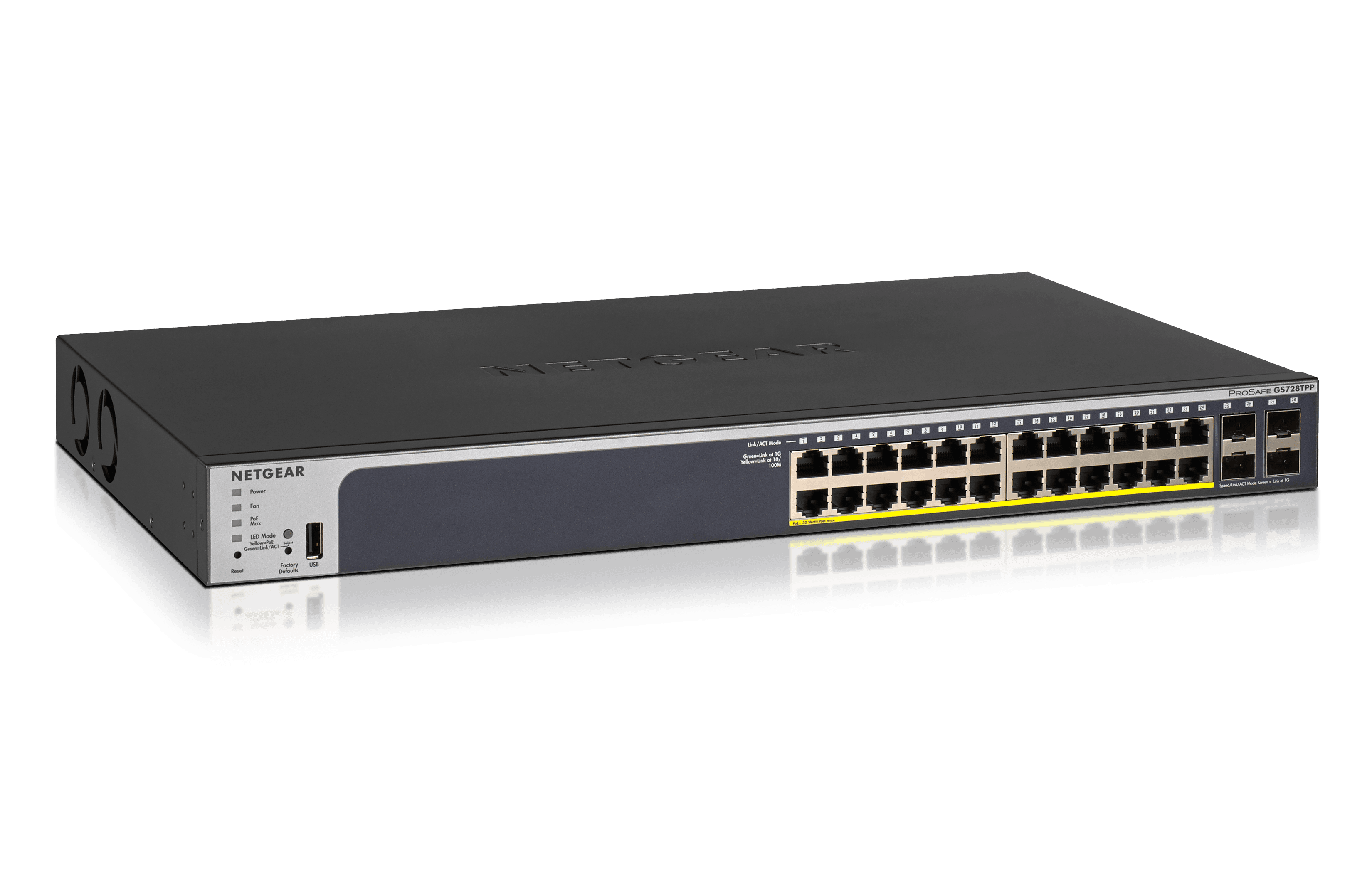 NETGEAR 24-Port Gigabit PoE+ (380W)  SmartManaged Pro Switch with 4 SFP Ports