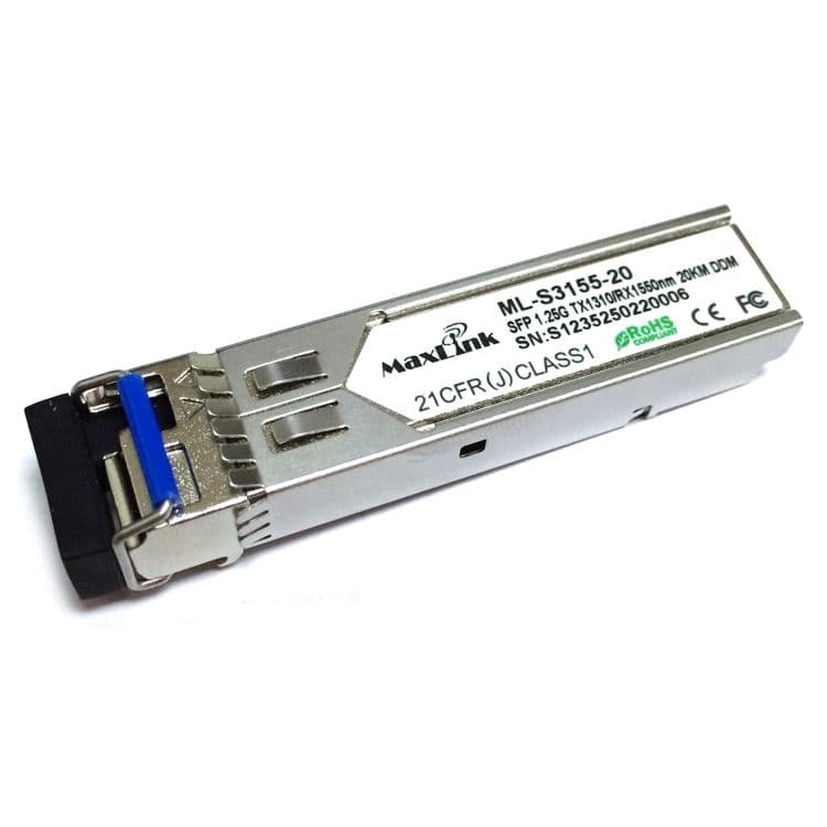 MaxLink 1.25G SFP optický modul, WDM(BiDi), SM, Tx 1310 Rx1550nm, 20km, 1x LC konektor, DDM