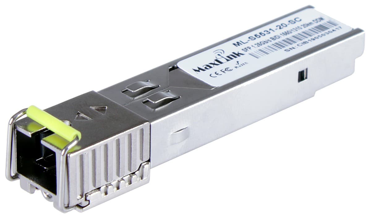 MaxLink 1.25G SFP optický modul, WDM(BiDi), SM, Tx 1550 Rx1310nm, 20km, 1x SC konektor, DDM