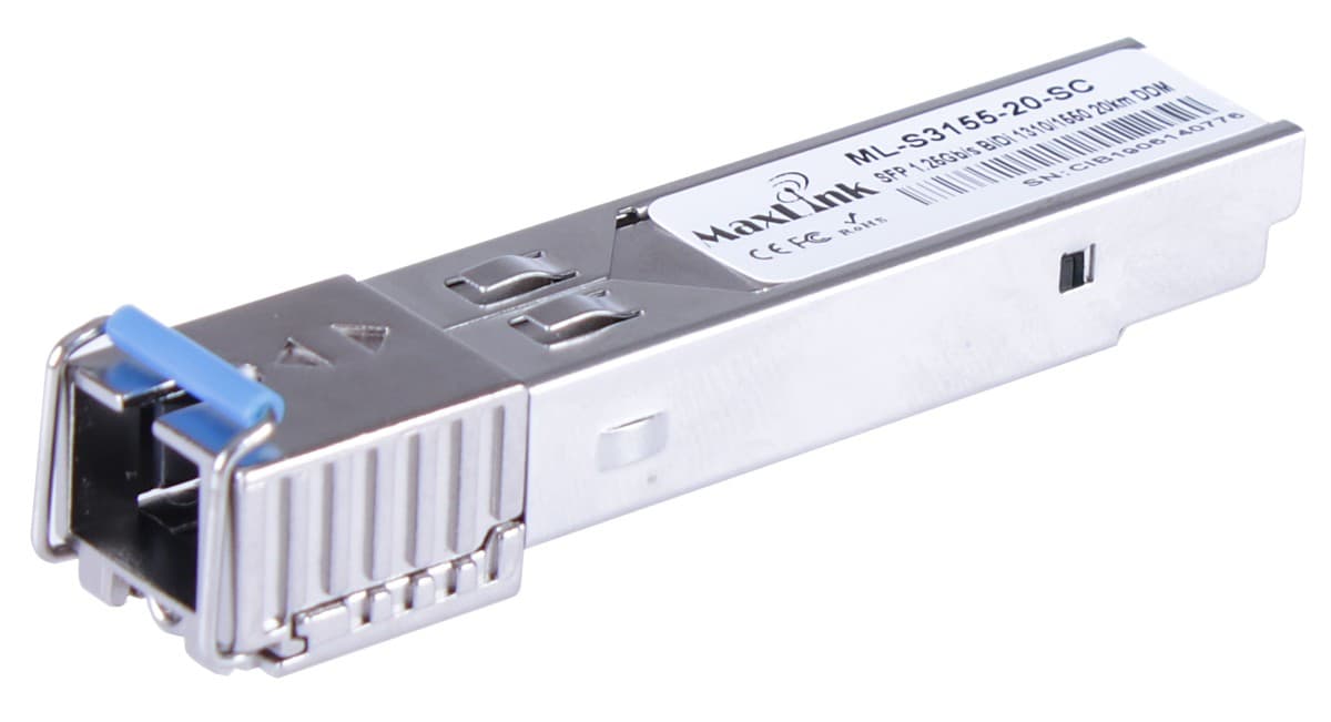 MaxLink 1.25G SFP optický modul, WDM(BiDi), SM, Tx 1310 Rx1550nm, 20km, 1x SC konektor, DDM