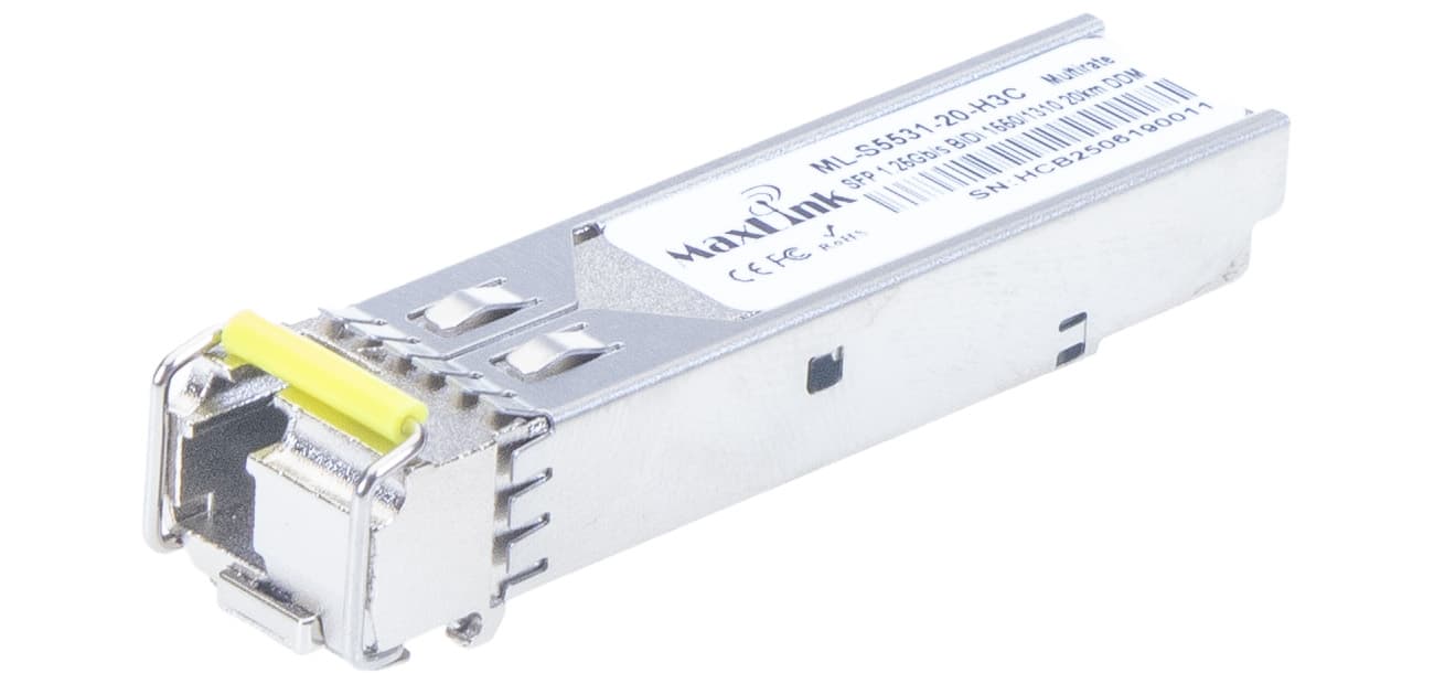 MaxLink 1.25G SFP optický HP modul, WDM(BiDi), SM, Tx 1550 Rx1310nm, 20km,1xLC konektor, DDM, H3C