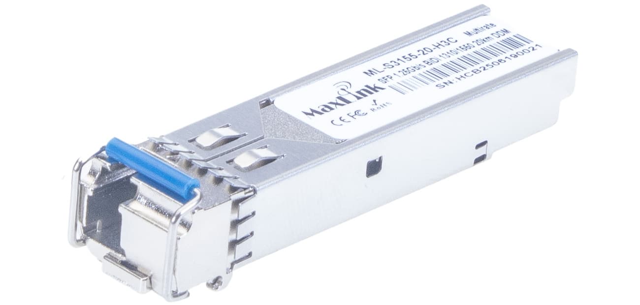 MaxLink 1.25G SFP optický HP modul, WDM(BiDi), SM, Tx 1310 Rx1550nm, 20km, 1x LC konektor, DDM, H3C