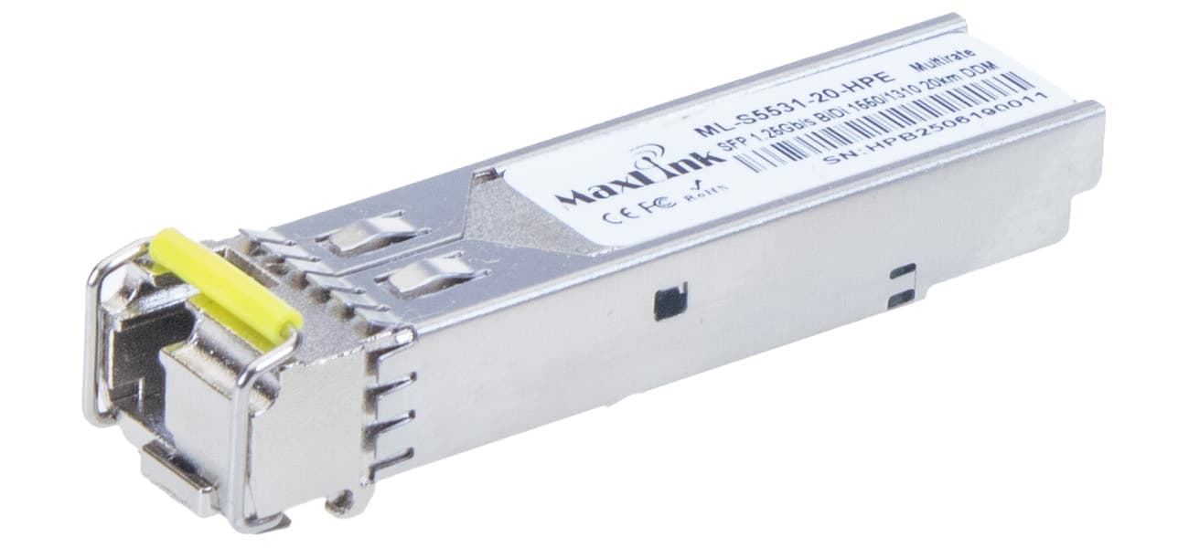 MaxLink 1.25G SFP optický HP modul, WDM(BiDi), SM, Tx 1550 Rx1310nm, 20km, 1x LC konektor, DDM, HPE