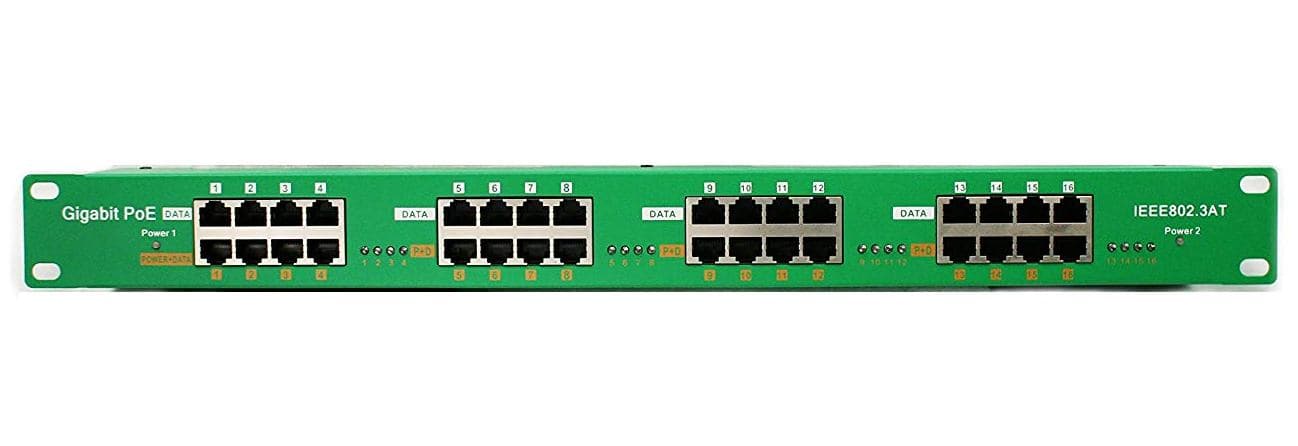 POE-PAN16-GBATF 802.3af at gigabitový stíněný 16-portový PoE panel