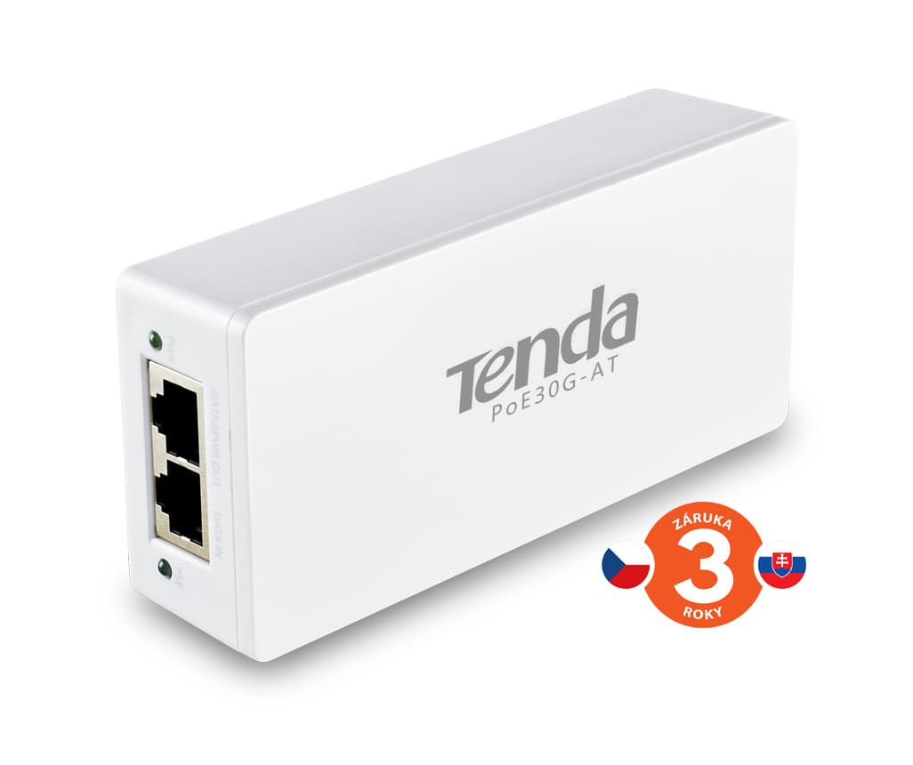 Tenda POE30G-AT Gigabit Power Injector AF AT 30W, 802.3af, 802.3at, 2x GLAN 10 100 1000 Mb s, PoE+