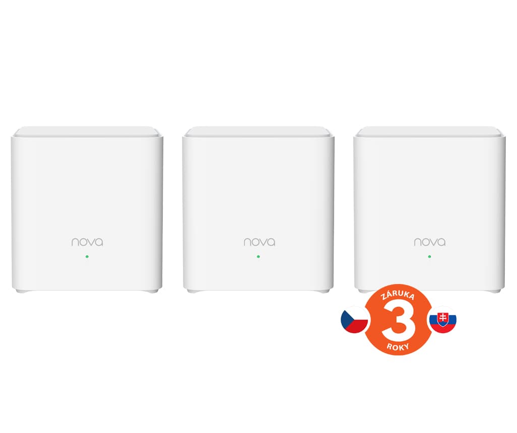 Tenda Nova EX3 (3-pack) WiFi6 AX1500 Mesh Gigabit system, 6xGLAN GWAN, WPA3, VPN, SMART CZ aplikace