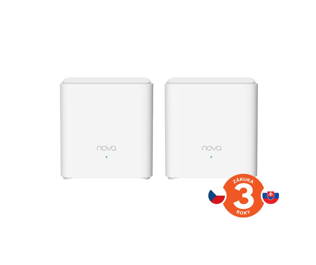 Tenda Nova EX3 (2-pack) WiFi6 AX1500 Mesh Gigabit system, 4xGLAN GWAN, WPA3, VPN, SMART CZ aplikace