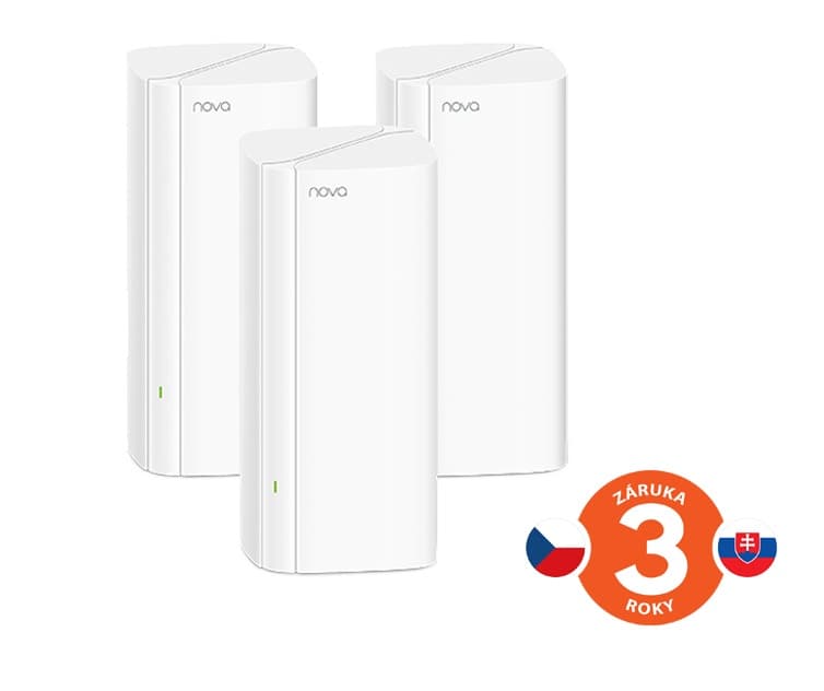 Tenda Nova EX12 (3-pack) WiFi6 AX3000 Mesh Gigabit system, 9xGLAN GWAN, WPA3, VPN, SMART CZ aplikace