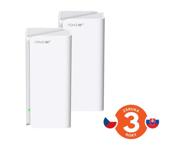 Tenda Nova MX21 Pro (2-pack) WiFi6E AXE5700 Mesh Gigabit system, 6x GLAN GWAN, WPA3, VPN, CZ app