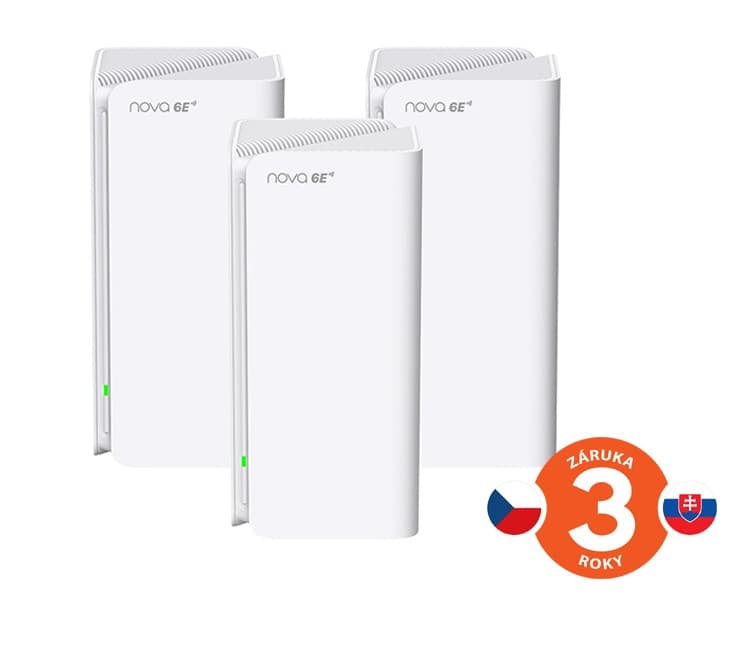 Tenda Nova MX21 Pro (3-pack) WiFi6E AXE5700 Mesh Gigabit system, 9x GLAN GWAN, WPA3, VPN, CZ app