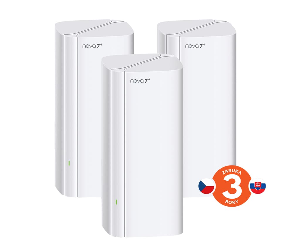 Tenda Nova EE3 Pro (3-pack) WiFi7 BE3600 Mesh Gigabit system, 9x GLAN GWAN, WPA3, VPN, CZ app