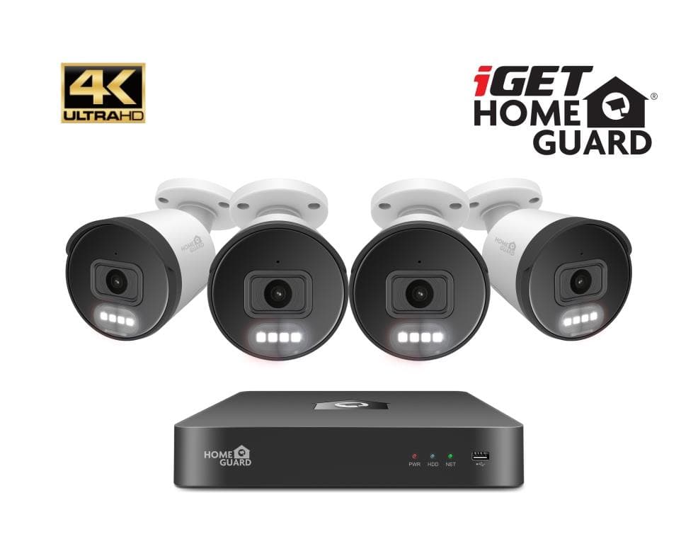 iGET HGNVK88504 - Kamerový UltraHD 4K PoE set, 8CH NVR + 4x IP 4K kamera, zvuk, SMART W M Andr iOS