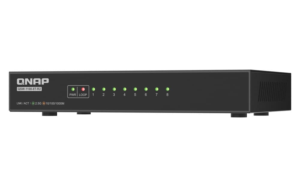 QNAP switch QSW-1108-8T-R2 (8x 2,5GbE port, pasivní chlazení, podpora 100M 1G 2,5G)
