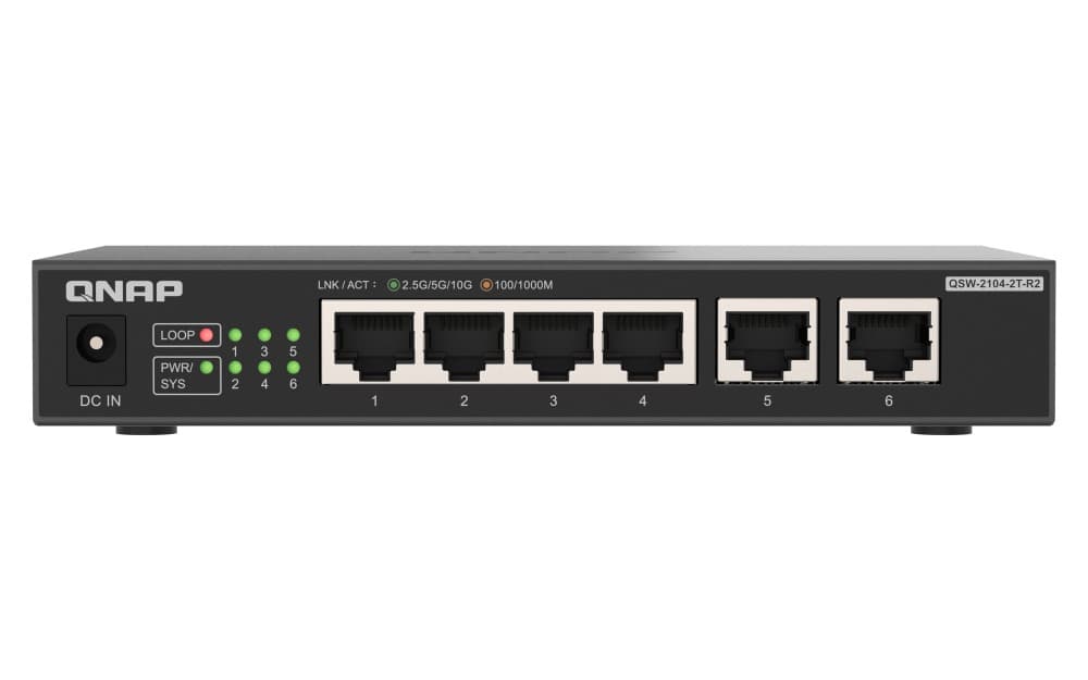 QNAP switch QSW-2104-2T-R2 (4x 2,5GbE RJ45 a 2x 10GbE RJ45)