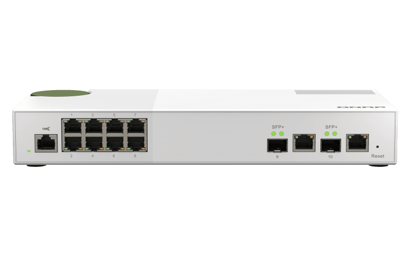 QNAP řízený switch QSW-M2108-2C (8x 2,5GbE RJ45 a 2x kombinované 10GbE SFP+ (RJ-45))