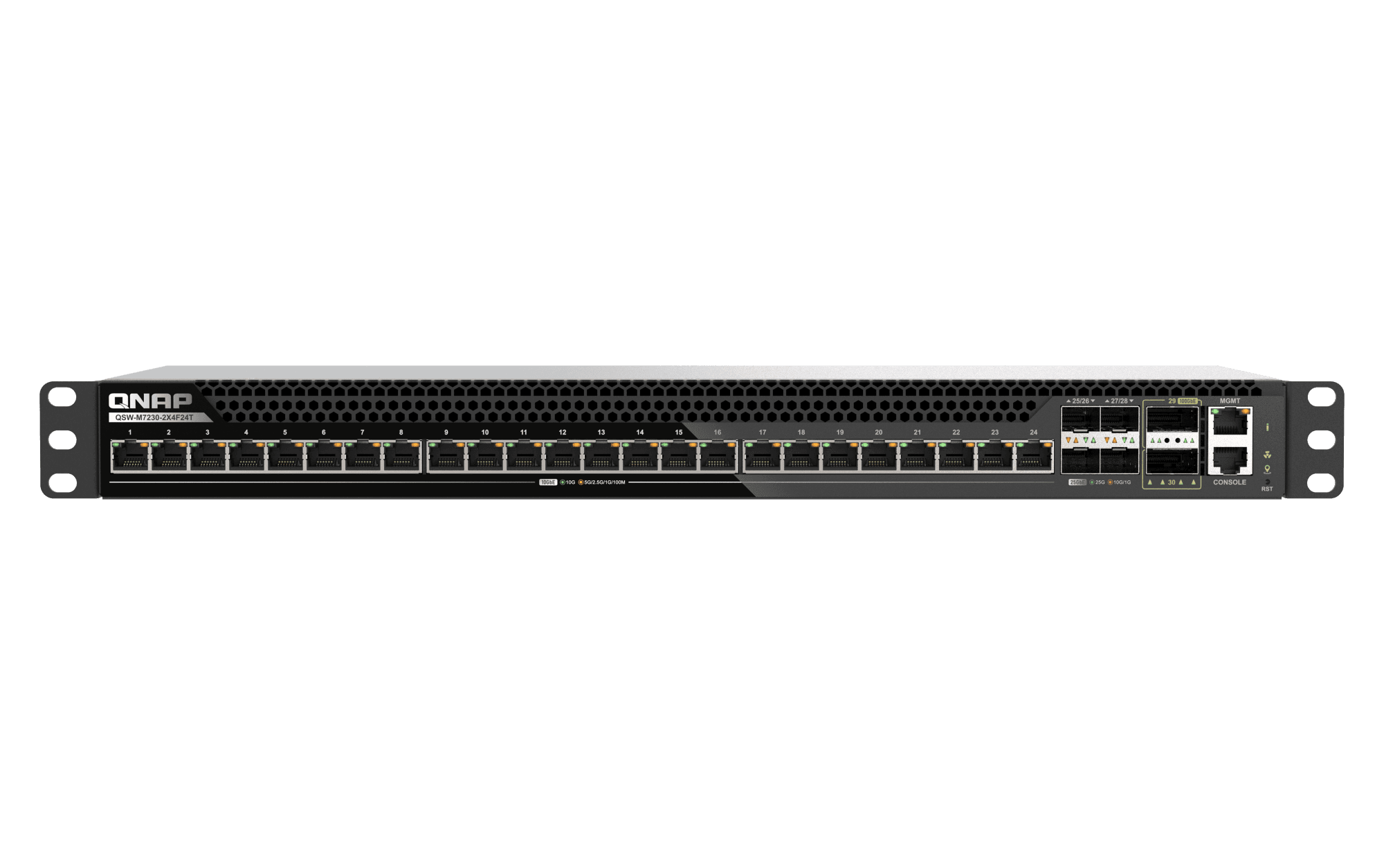 QNAP řízený switch QSW-M7230-2X4F24T (24x 10GbE port, 4x 25Gb port, 2x 100Gb port)