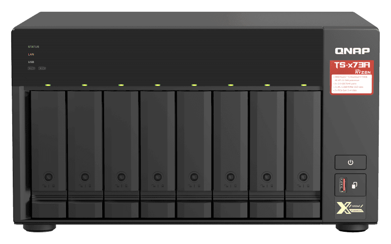 QNAP TS-873A-8G (Ryzen 2,2GHz 8GB RAM 8x SATA 2x M.2 NVMe slot 2x 2,5GbE 2x PCIe 4x USB)