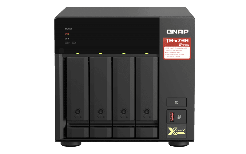 QNAP TS-473A-8G (Ryzen 2,2GHz 8GB RAM 4x SATA 2x M.2 NVMe slot 2x 2,5GbE 2x PCIe 4x USB)