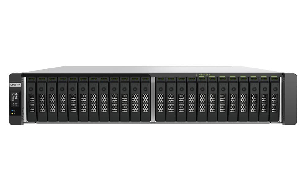 QNAP TDS-h2489FU-R2-4309Y-64G (2x Xeon, 64GB RAM, 24x 2,5" U.2 SATA, 4x PCIe, 4x 2,5GbE, 2x 25GbE)