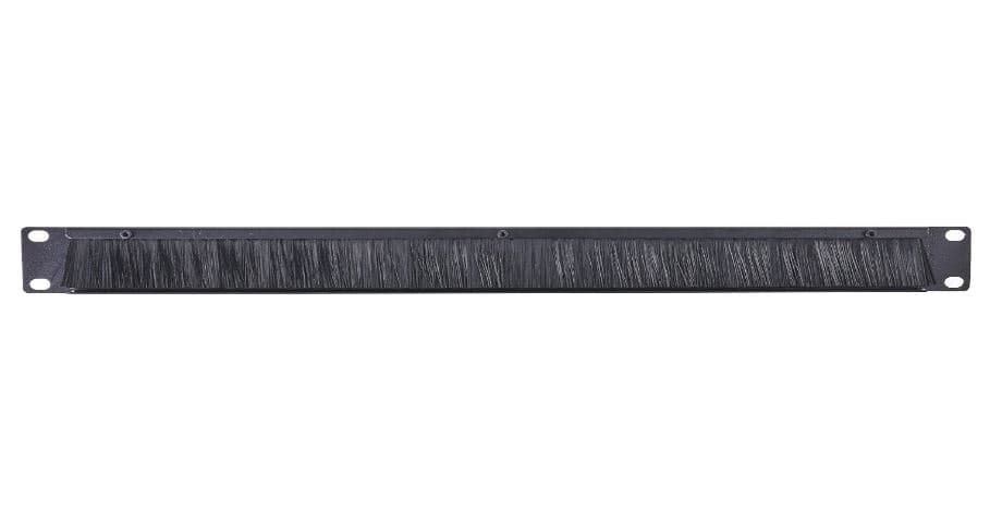 1U Cable Pass-Thru w Brush Strip Black