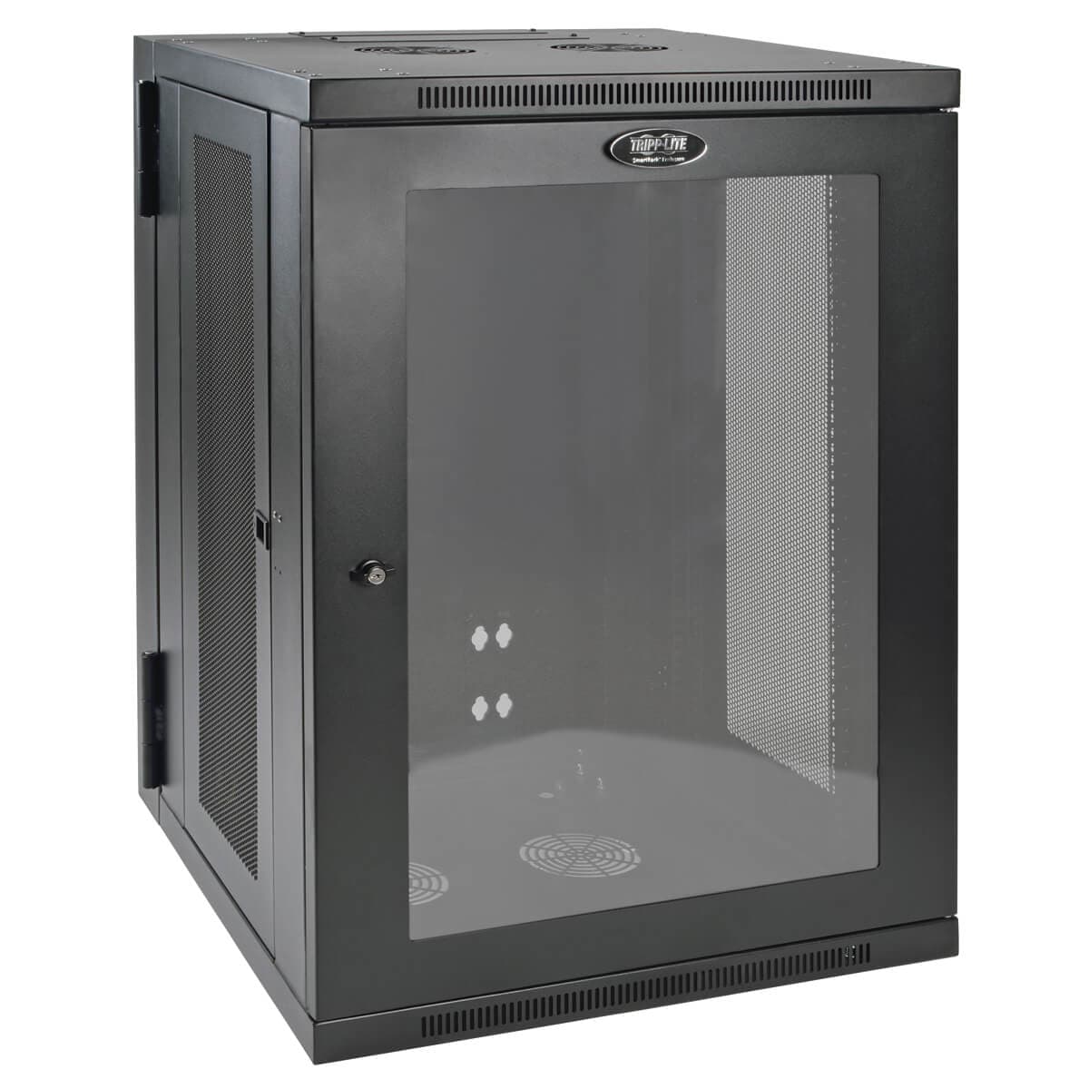Skříň SmartRack 18U, Š=600mm, Hl=550mm, hloubka pro přepínače, prosklené dveře, montáž na stěnu