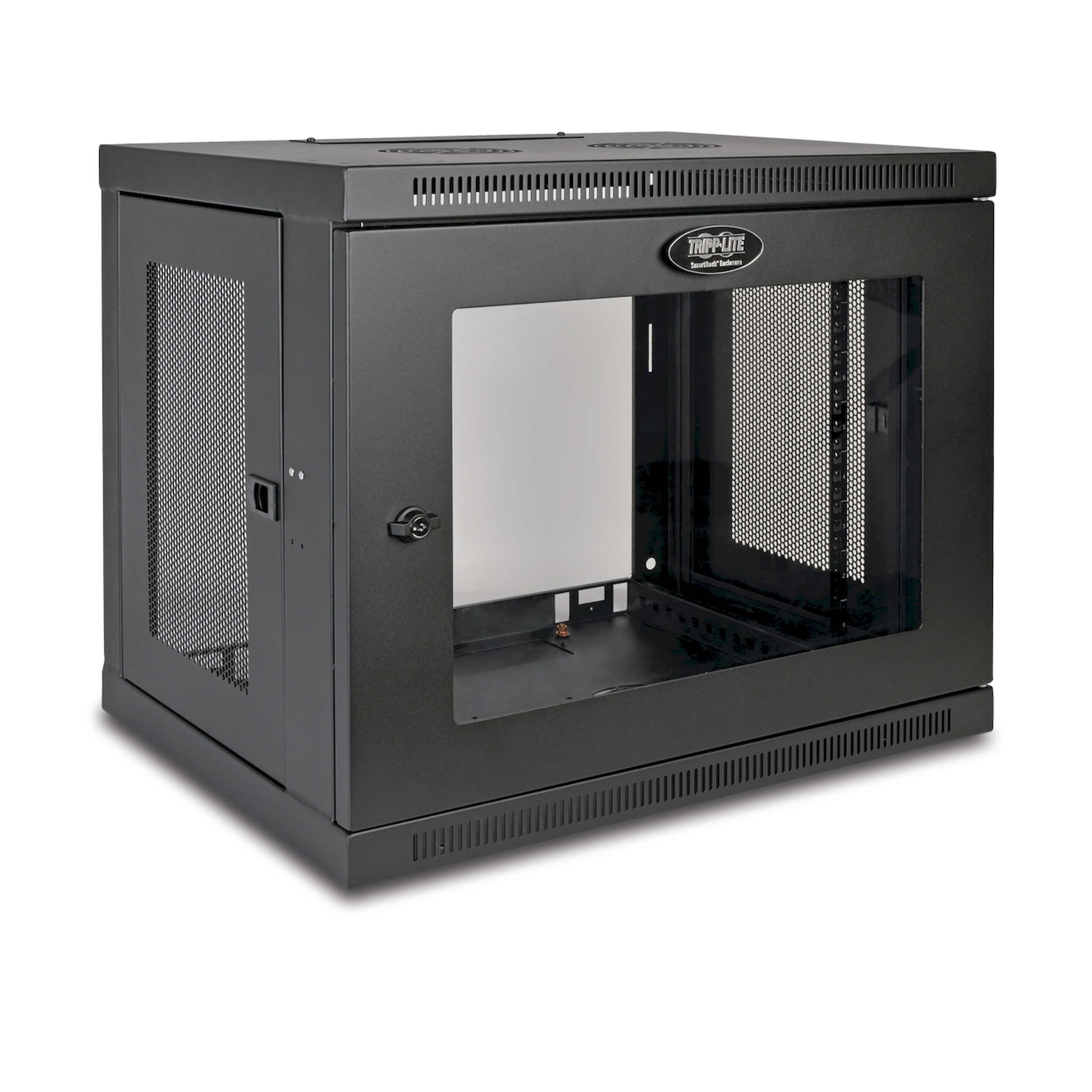 Skříň SmartRack 9U, Mini Rack, Š=600mm, Hl=450mm, hloubka pro přepínače, prosklené dveře, na stěnu