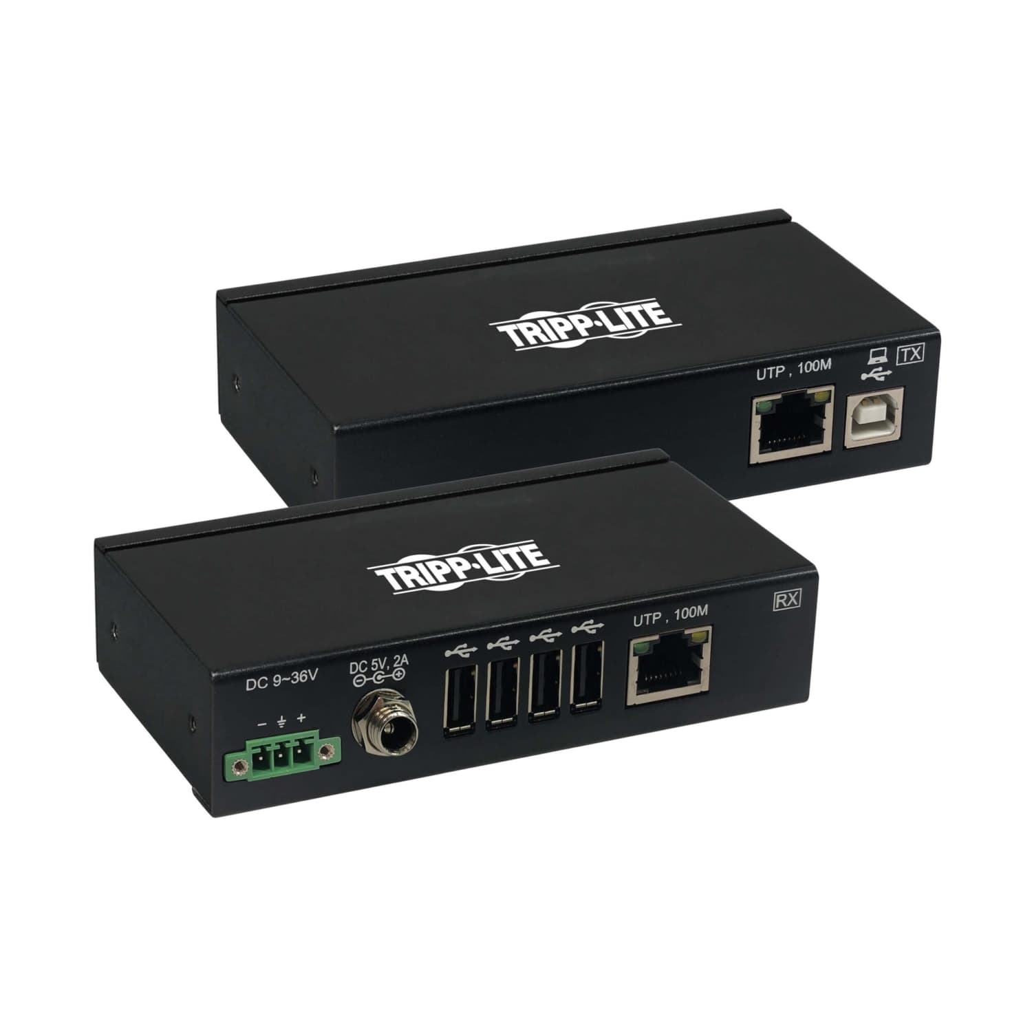 Extender, 4-port USB 2.0 přes Cat6, ESD ochrana, PoC, průmyslový, možnost montáže, 100mm