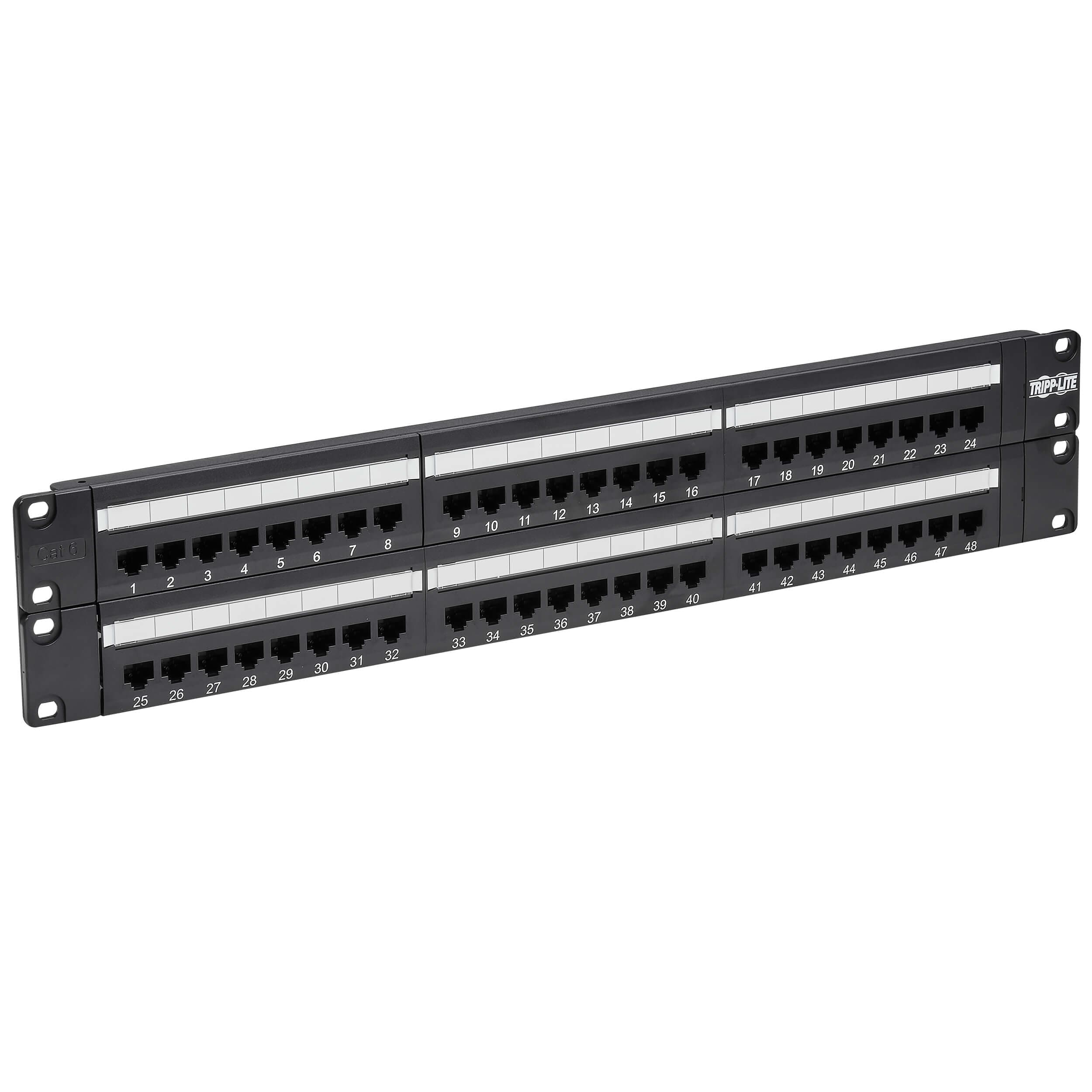 Patch panel pro montáž do racku 2U, 48x Cat6 Cat5 568B, RJ45 Ethernet