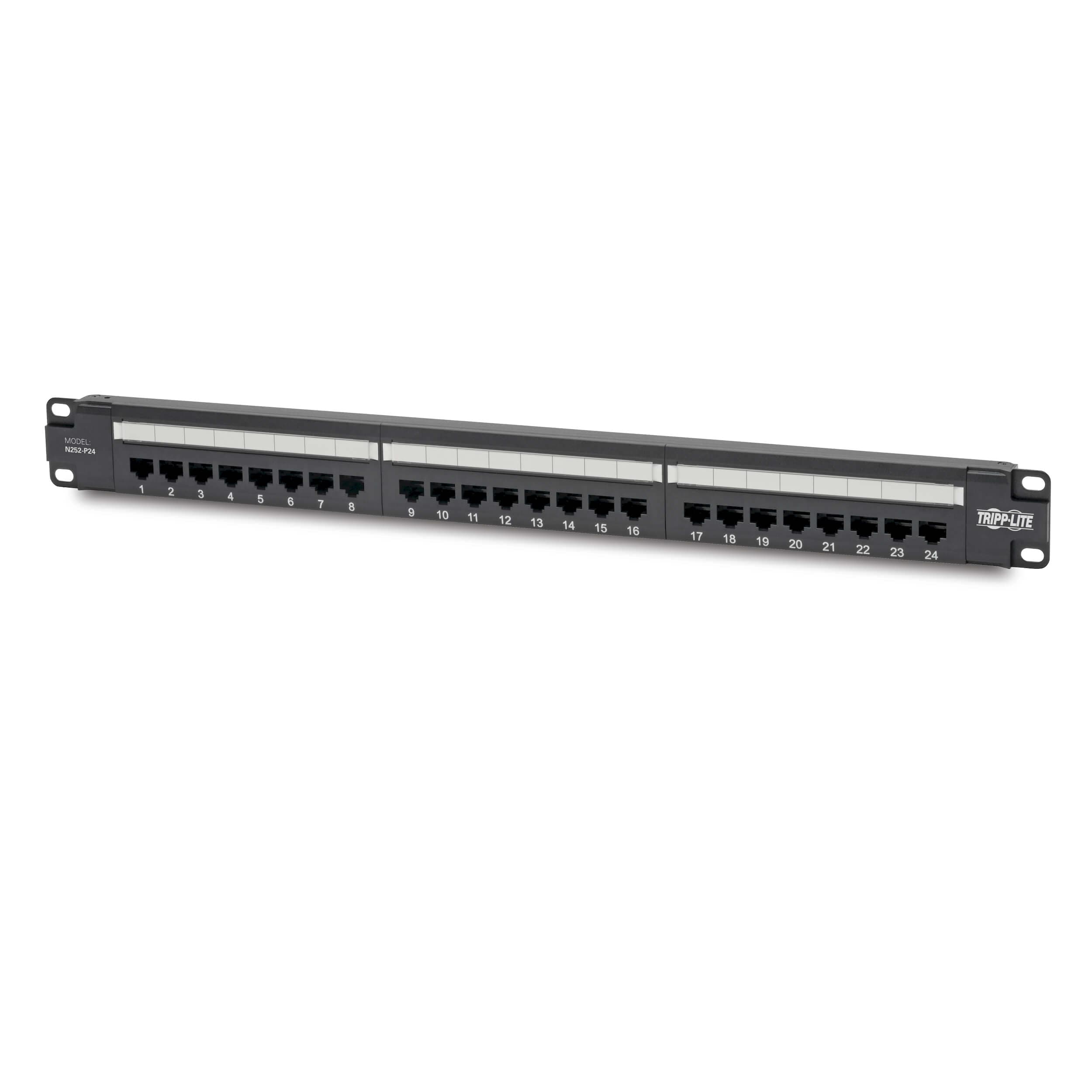 Patch panel pro montáž do racku 1U, 24x Cat6 PoE+ Compliant, 110 Krone, 568A B, RJ45 Ethernet