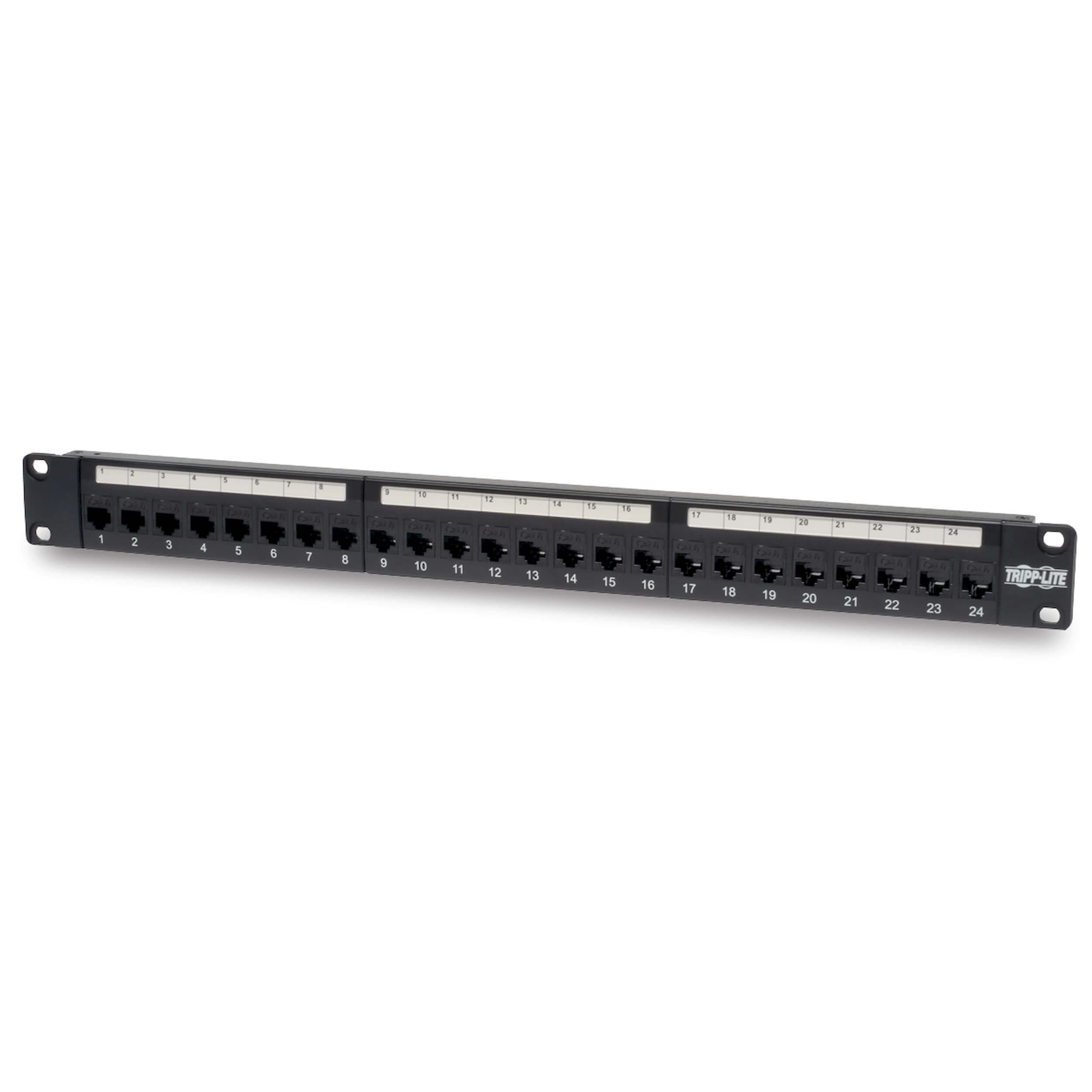 Patch panel průchozí pro montáž do racku 1U, 24x Cat6 Cat5, RJ45 Ethernet