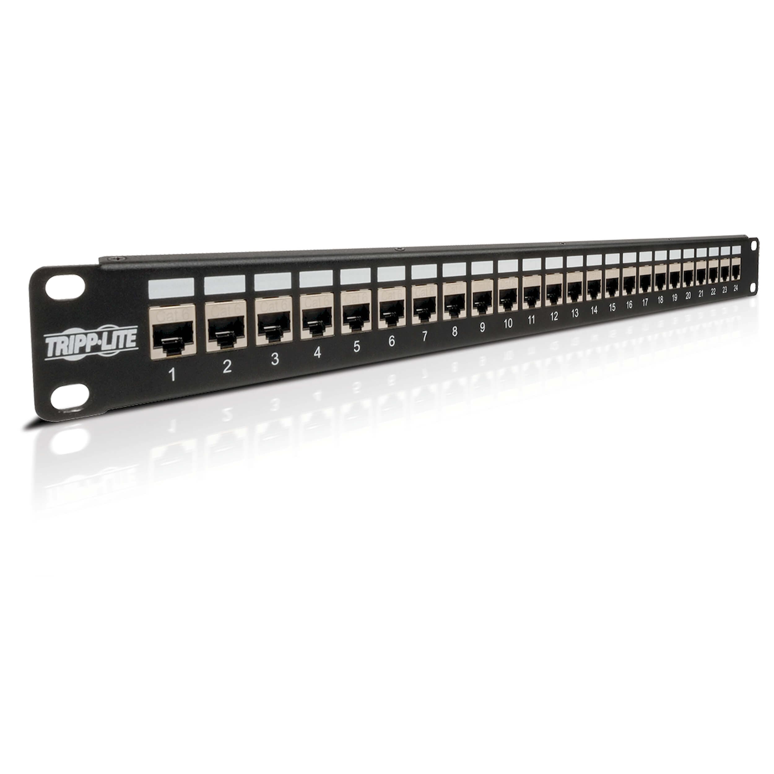 Patch panel průchozí STP stíněný pro montáž do racku 1U, 24x Cat6 Cat5, RJ45 Ethernet
