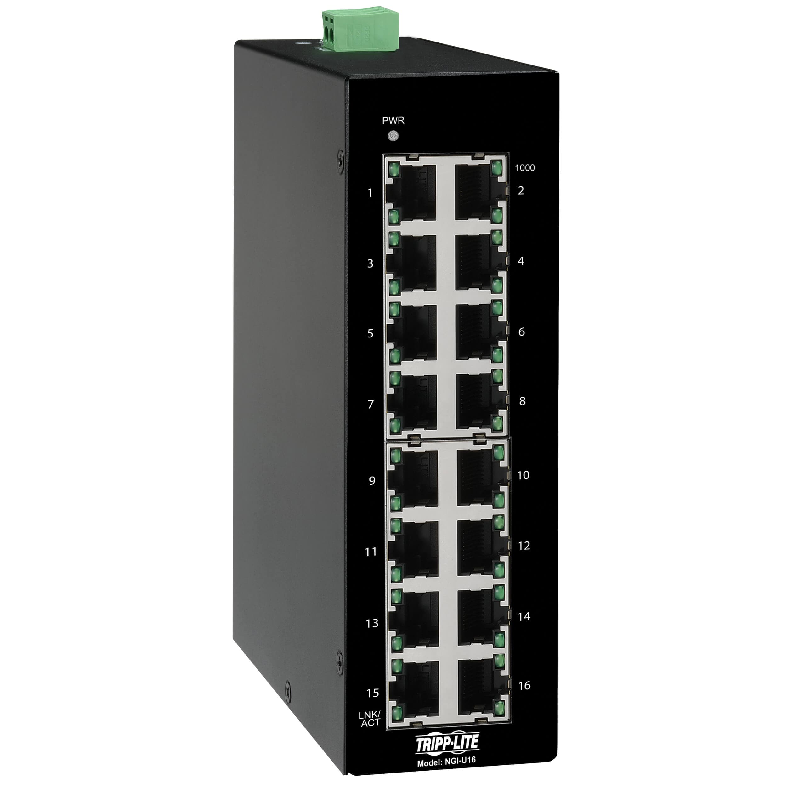 Přepínač 16x zdroj Unmanaged Ethernet Switch, 10 100 1000Mb s, montáž DIN