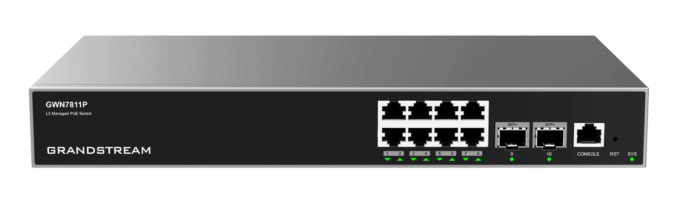 Grandstream GWN7811P L3 Managed Network PoE Switch 8 portů 2 SFP+, VLAN, DHCP, Stacking