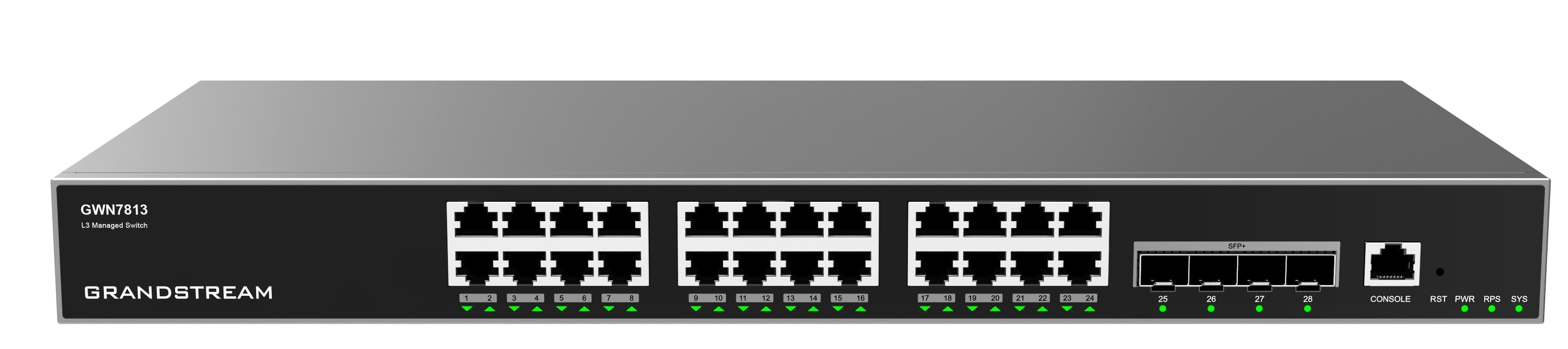Grandstream GWN7813 L3 Managed Switch 24 portů 4x SFP+, VLAN, QoS, stacking