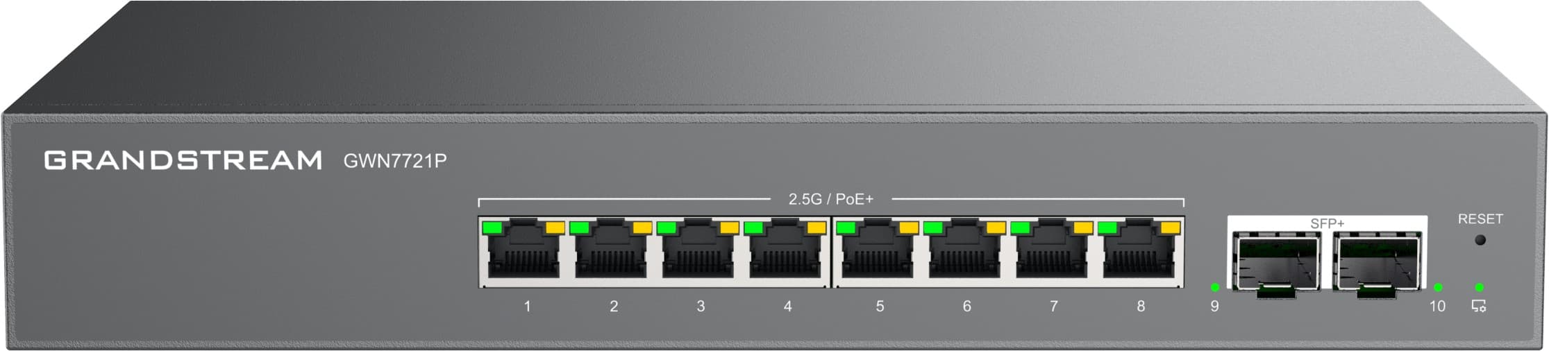 Grandstream GWN7721P L2 Lite managed switch, 8x 2.5GbE RJ45, 2x 10G SFP+, PoE