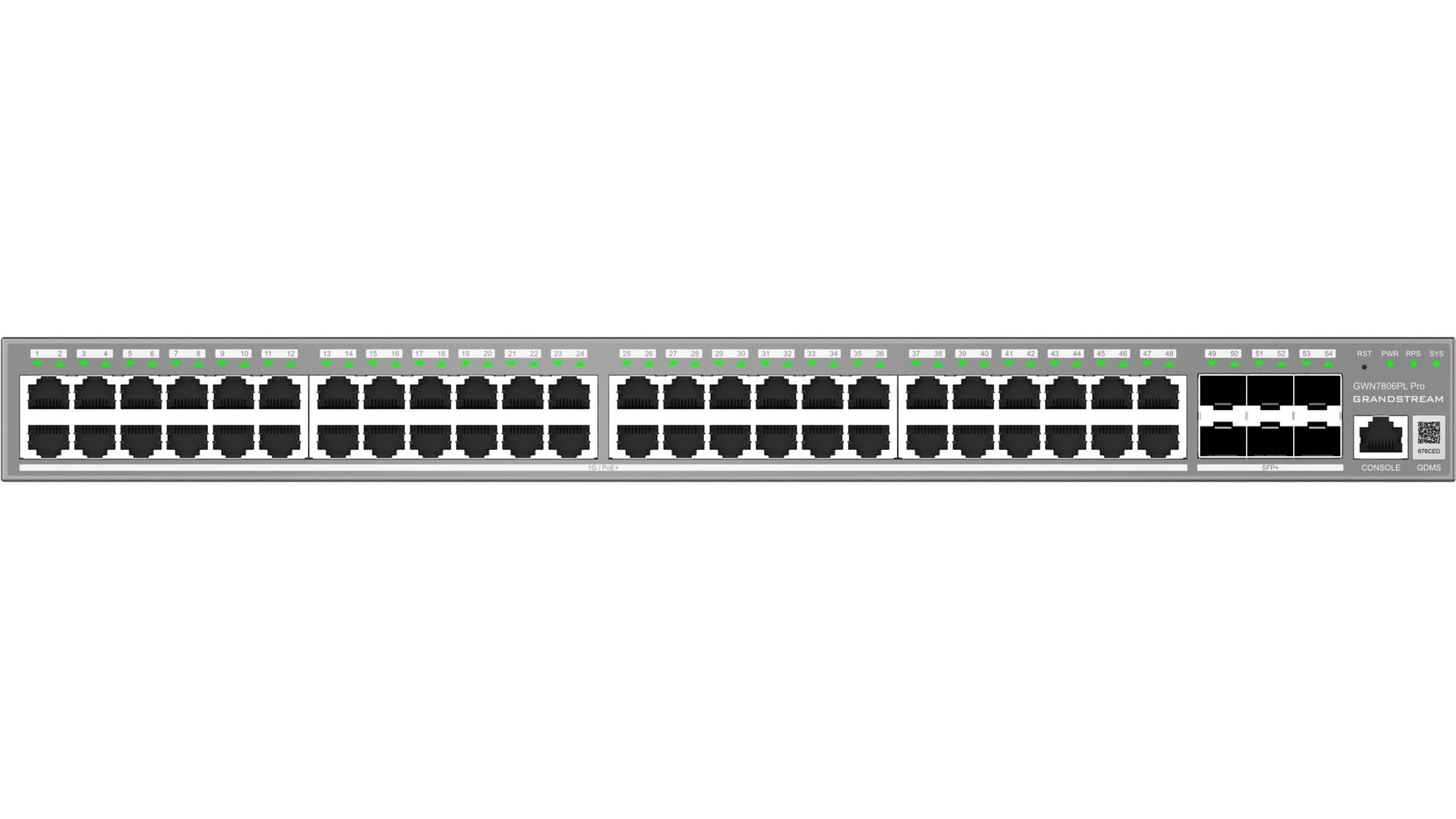 Grandstream GWN7806PL Pro Layer 2++ Managed switch, 48x 1Gb RJ45, PoE, 6x SFP+, stacking