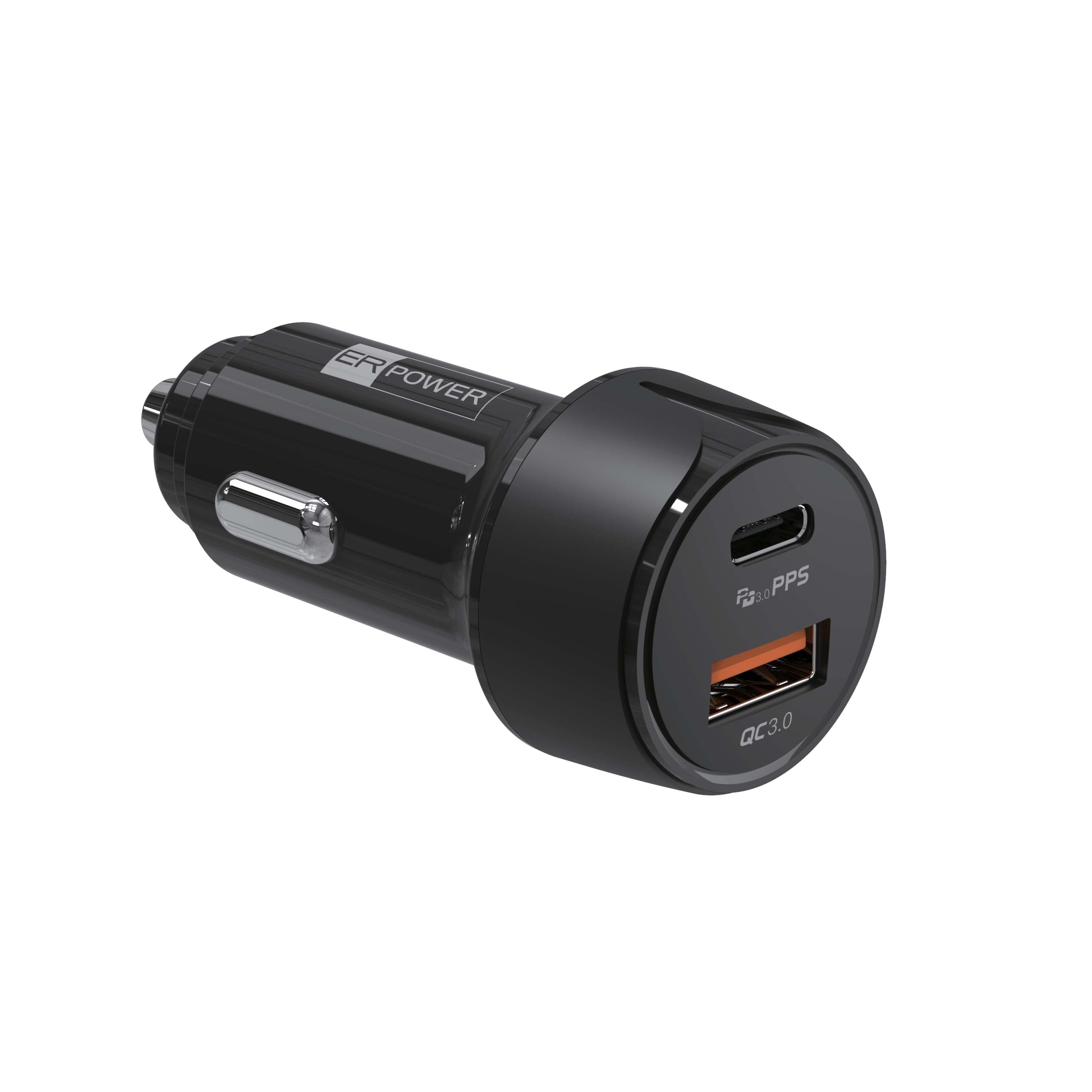 ER POWER 30W PD USB-C USB-A autonabíječka, černá
