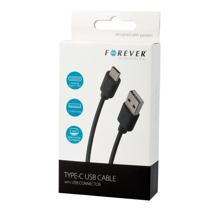 Datový kabel Forever USB USB-C 1m 1A černý