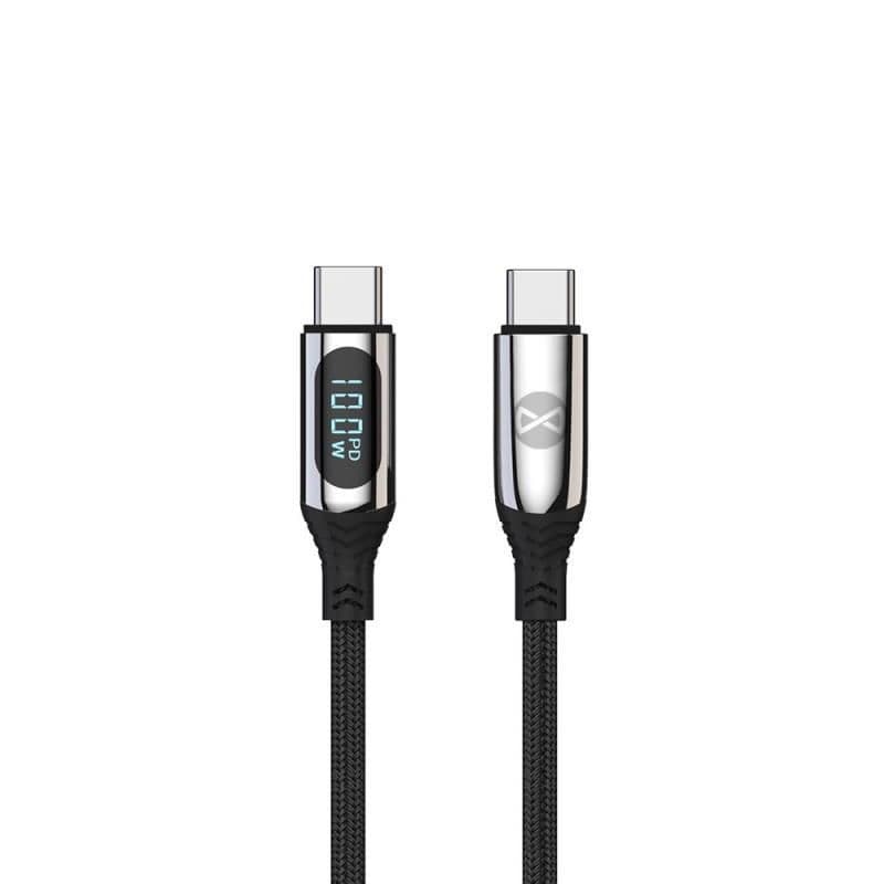 Datový kabel s LCD Forever USB-C USB-C 1m 100W černý
