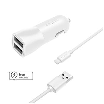FIXED 2xUSB, USB Lightning,1m MFI, 15W, bílá