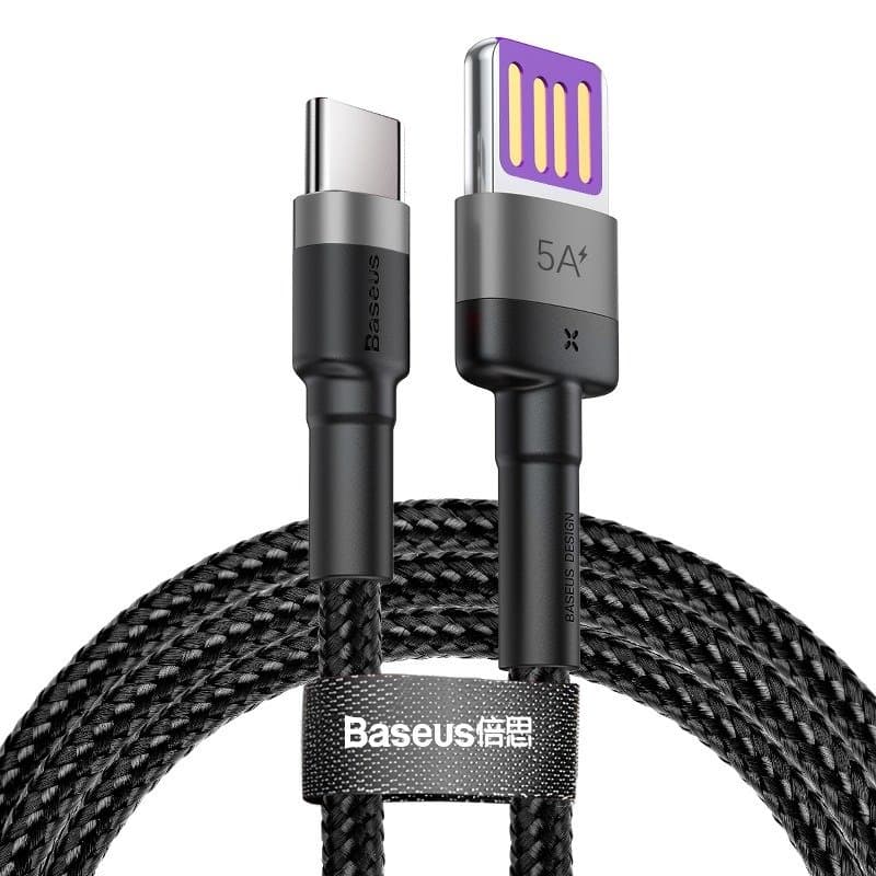 Baseus CATKLF-PG1 Cafule Quick Charging Datový Kabel USB Double Sided to USB 40W 1m Gray Black